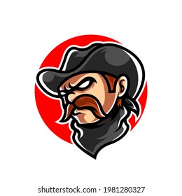 Cowboy Head Sport Mascot Logo