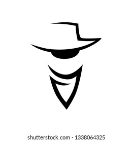 Cowboy head symbol on white backdrop. Design element