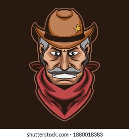 cowboy head vector illustration design
