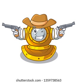 Cowboy helmet diving in the mascot shape