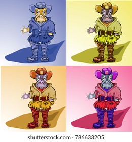 cowboy hippopotamus character fairy tale and mike