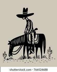 Cowboy and horse in the desert