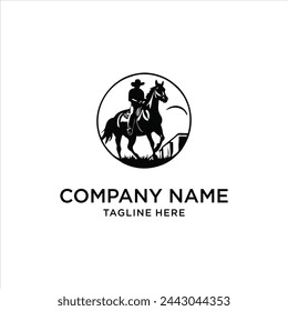 cowboy and horse logo, design inspiration, illustration, vector