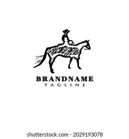 cowboy and horse logo icon cartoon design template modern vector illustration