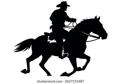 cowboy and horse running silhouettes , Cowboys ride horses, Riders on horseback
