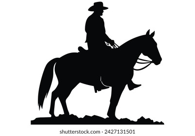 Silhouetten für Cowboy und Pferdelauf , Cowboys reiten Pferde, Reiter auf Pferden
