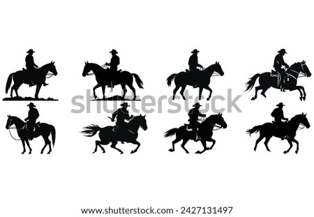 cowboy and horse running silhouettes , Cowboys ride horses, Riders on horseback
