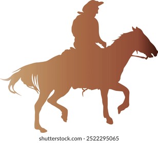 Cowboy with Horse Silhouette. Vector Illustration in Gradient Color Design