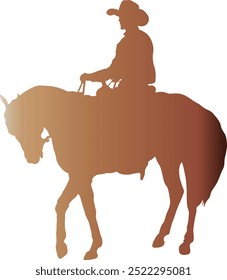 Cowboy with Horse Silhouette. Vector Illustration in Gradient Color Design