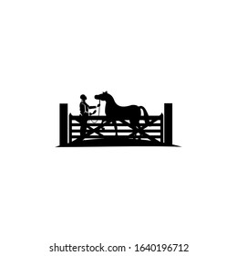 cowboy and horse silhouettes, Horse logo. Stable 