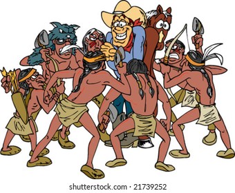 Cowboy and Horse Surrounded