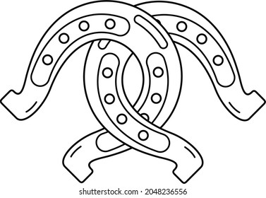 Cowboy horseshoes. Vector outline illustration.