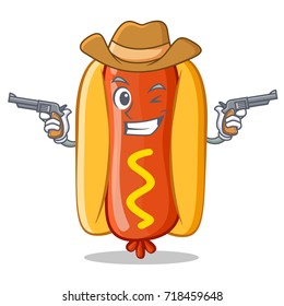 Cowboy Hot Dog Cartoon Character