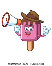 cowboy ice cream mascot character vector