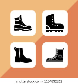 cowboy icon. 4 cowboy set with boot with zipper, boot and boots vector icons for web and mobile app