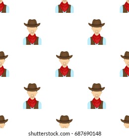 Cowboy icon in cartoon style isolated on white background. Rodeo symbol stock vector illustration.