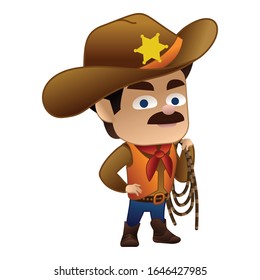 Cowboysymbol. Cartoon der Cowboy-Vektorillustration Symbol für Webdesign einzeln auf weißem Hintergrund