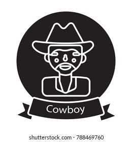 cowboy icon flat black