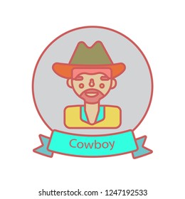 cowboy icon flat colors