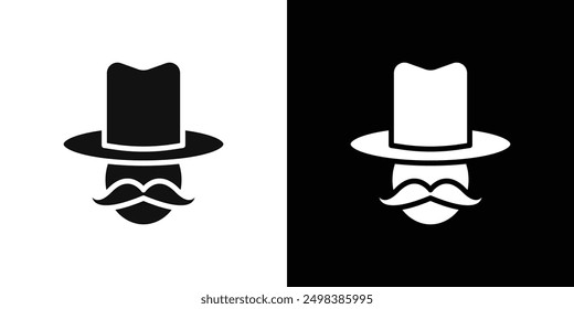 Cowboy icon flat line symbol set.