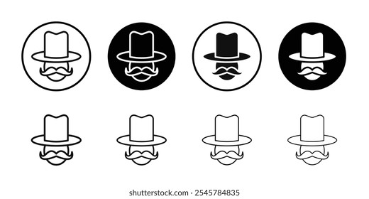 Cowboy icon flat line symbol set.