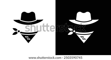 Cowboy icon Flat vector set outline