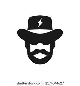 cowboy icon with hat and lightning icon logo