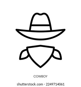 icono del vaquero. Diseño De Estilo De Arte De Línea Aislado En Fondo Blanco