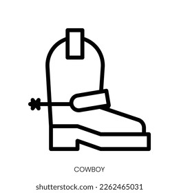 cowboy icon. Line Art Style Design Isolated On White Background
