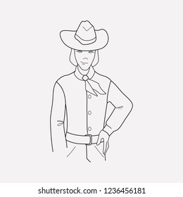 Cowboy icon line element. Vector illustration of cowboy icon line isolated on clean background for your web mobile app logo design.