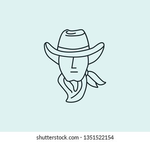 Cowboy icon line isolated on clean background. Cowboy icon concept drawing icon line in modern style. Vector illustration for your web mobile logo app UI design.