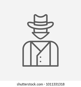 Cowboy icon line symbol. Isolated vector illustration of western wild sign concept for your web site mobile app logo UI design.