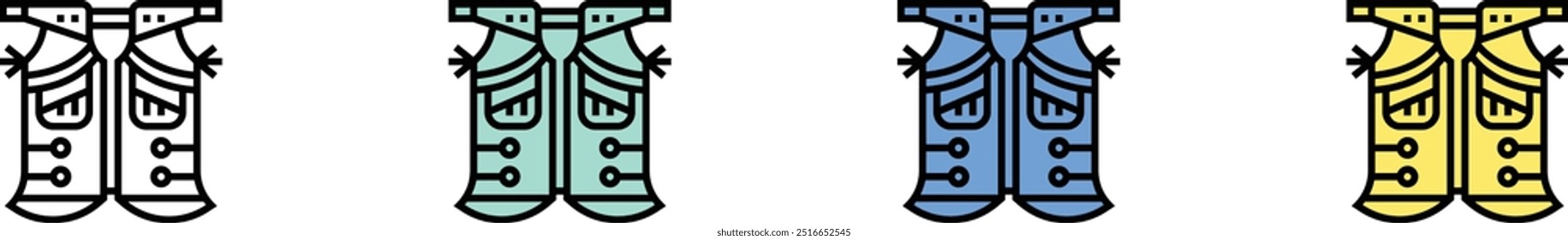 cowboy icon. Outline, Green, Blue and Yellow Style Design Isolated On White Background