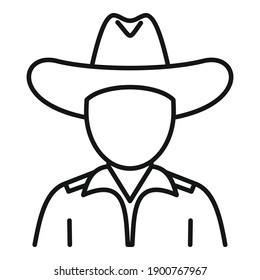 Cowboy icon. Outline cowboy vector icon for web design isolated on white background