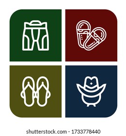 cowboy icon set. Collection of Pant, Sandals, Cowboy hat icons