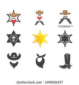 cowboy icon set element illustration vector design template