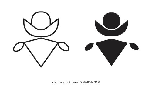 Cowboy icon set in thin line. vector illustrations for web