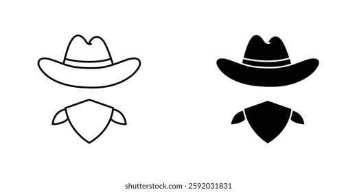 Cowboy icon symbol collection on white background.
