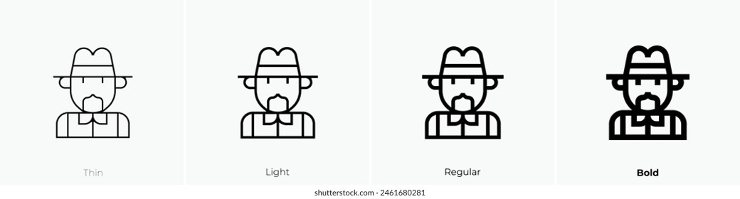 cowboy icon. Thin, Light Regular And Bold style design isolated on white background