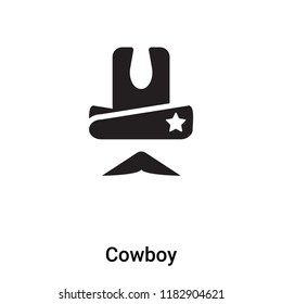 Cowboy icon vector isolated on white background, logo concept of Cowboy sign on transparent background, filled black symbol