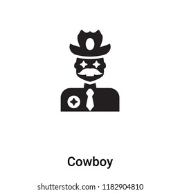 Cowboy icon vector isolated on white background, logo concept of Cowboy sign on transparent background, filled black symbol
