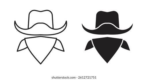Cowboy icons in black fill and line style