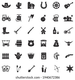 
Cowboy-Symbole. Black Scribble Design. Vektorgrafik.