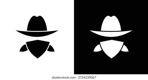 Conceito de vetor plano de ícones de Cowboy. Ilustrações em preto e branco