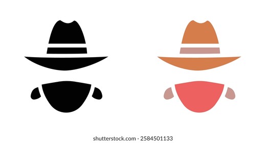 Cowboy icons pack in black and colored version