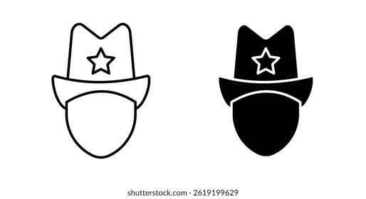 Ícones de Cowboy definidos em cores pretas no plano de fundo branco
