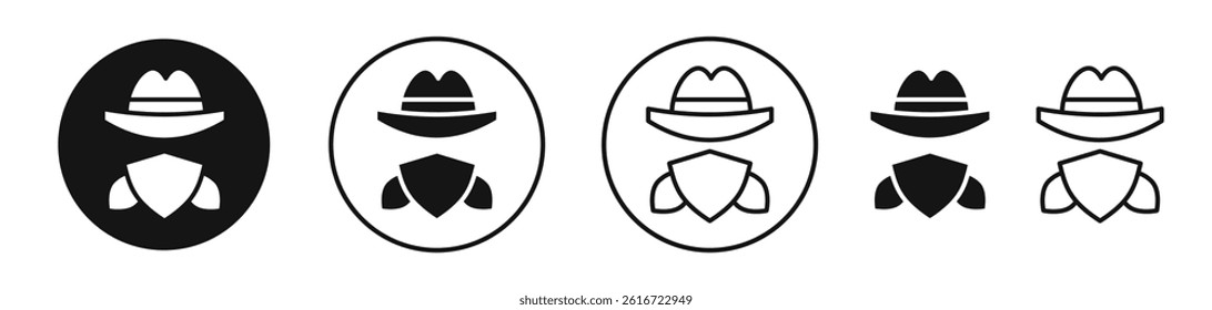 Cowboy icons set in solid black and stroke line style