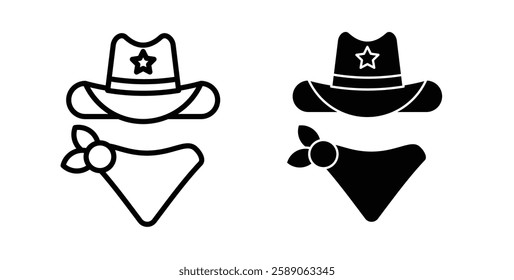 Cowboy icons thin line illustrations designs
