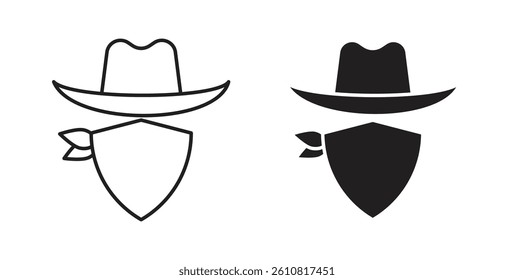 Cowboy icons. thin line vector icons