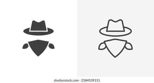 Cowboy icons vectors illustrations in black fill and liner versions